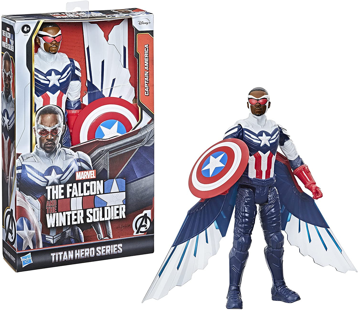 Avengers Marvel Studios Titan Hero Series Captain America Action Figure, 12-Inch Toy, Includes Wings, for Kids Ages 4 and Up