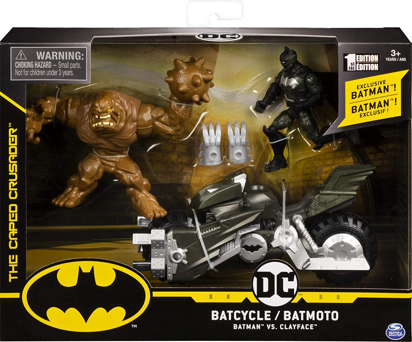 BATMAN Batcycle Vehicle with Exclusive and Clayface 4-Inch Action Figures