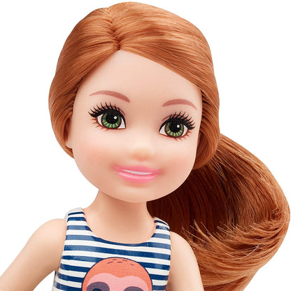 Barbie Club Chelsea Doll (6-inch) with Red Hair, Wearing Sloth Graphic and Skirt, for 3 to 7 Year Olds