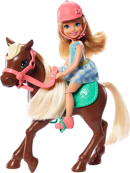 Barbie Club Chelsea Doll and Horse, 6-inch Blonde, Wearing Fashion and Accessories