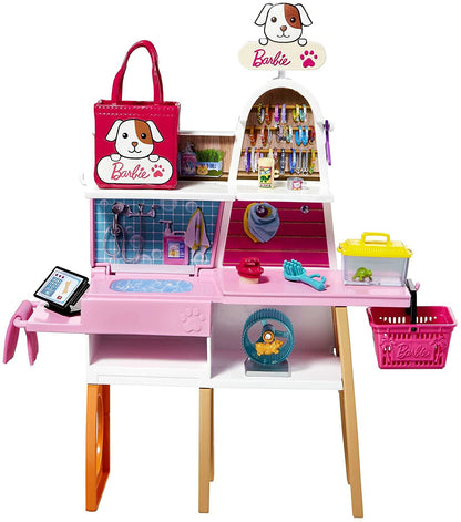 Barbie Doll (11.5-in Blonde) and Pet Boutique Playset with 4 Pets, Color-Change Grooming Feature and Accessories