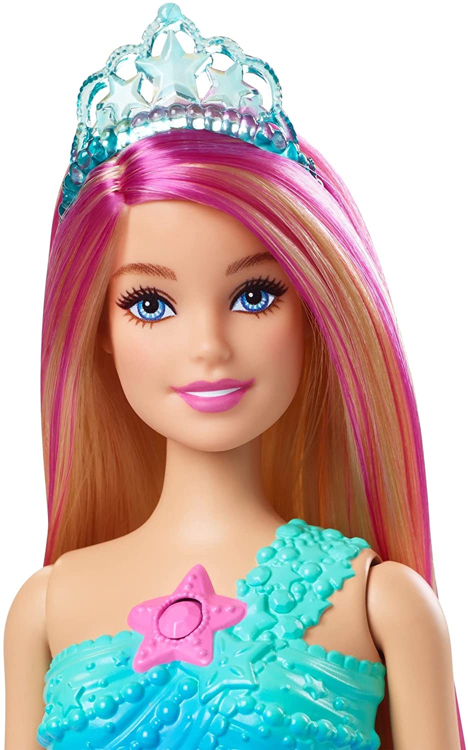 Barbie Dreamtopia Twinkle Lights Mermaid Doll (12 in, Blonde) with Water-Activated Light-Up Feature and Pink-Streaked Hair
