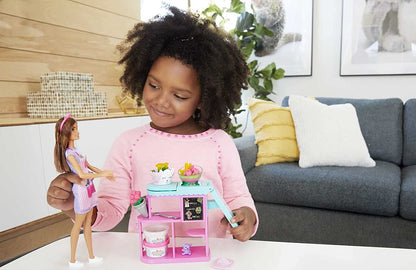 Barbie Florist Playset with 12-in Brunette Doll, Flower-Making Station, 3 Doughs, Mold, 2 Vases & Teddy Bear
