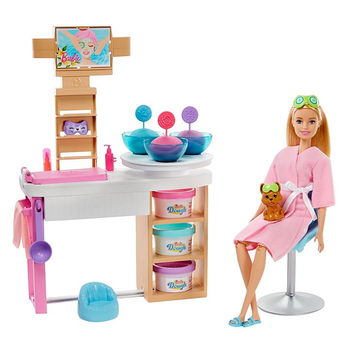 Barbie® Face Mask Spa Day Playset, Blonde Barbie® Doll, Puppy, Molding Toy & Dough