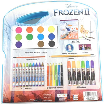 Disney Frozen 2 Character Art Tote Activity Set - 1 Art Pad, 10 Crayons, 6 Markers, 6 Colored Pencils