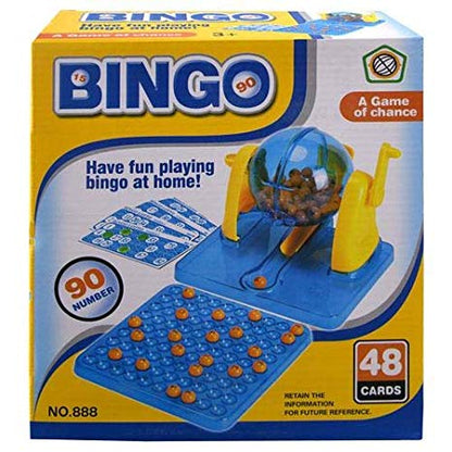 Family Bingo board Game with Plastic Cage, 48 Cards & 90 Numbers -  Kids Party Classic Games, 6 years and up