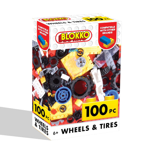 Anker Play Products Blokko 100 Piece Classic Blocks Wheels and Tires Compatible with Other Brands