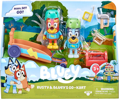 Bluey Vehicle and Figures Pack, Rusty & Bluey's Go-Kart, 2.5-3 inch Figures and Accessories