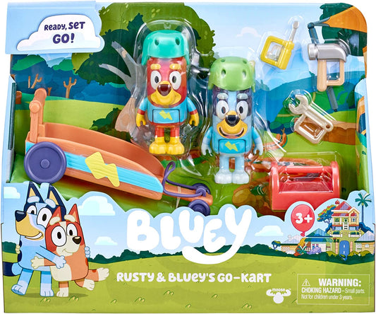 Bluey Vehicle and Figures Pack, Rusty & Bluey's Go-Kart, 2.5-3 inch Figures and Accessories