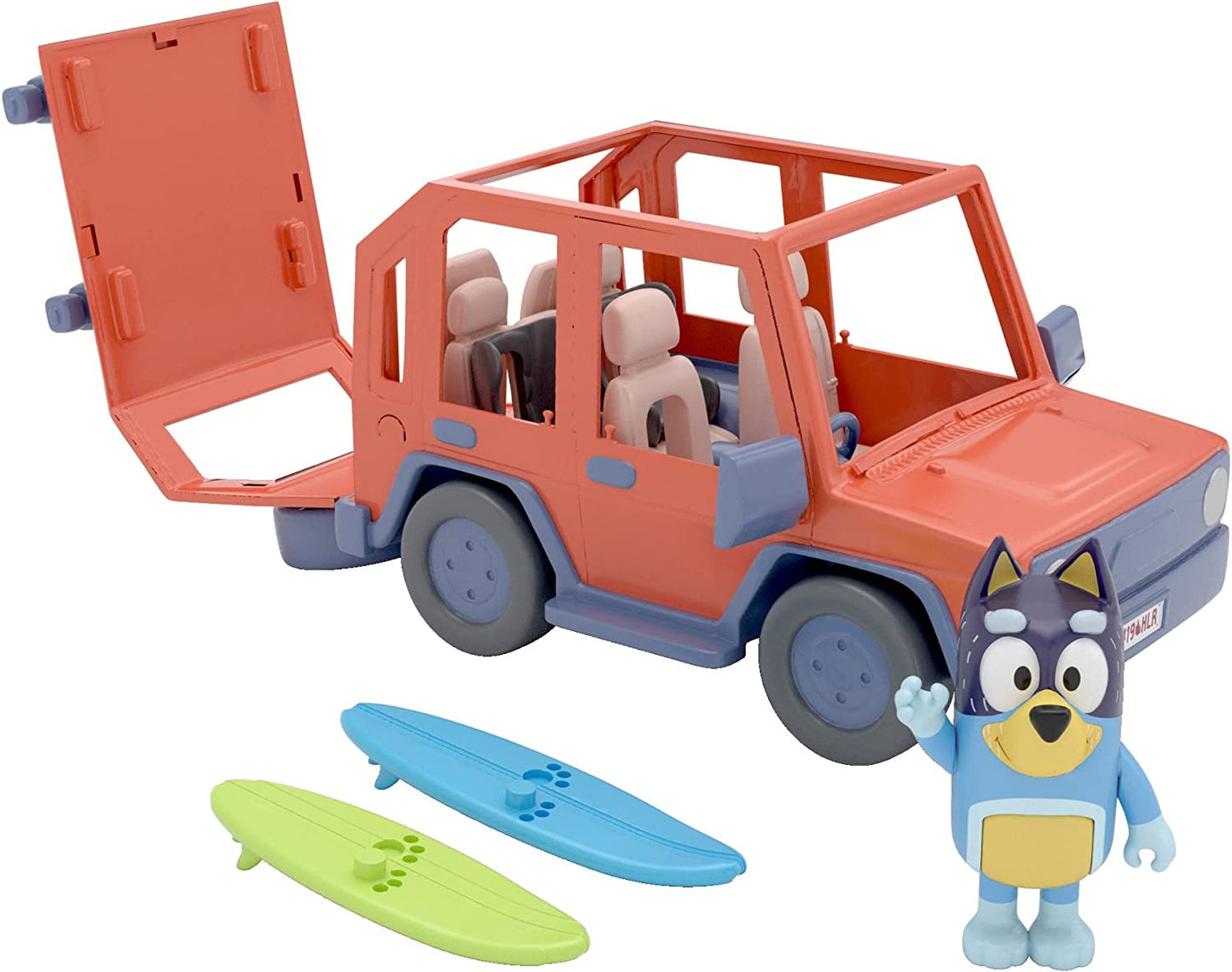Bluey, 4WD Family Vehicle, with 1 Figure and 2 Surfboards | Customizable Car - Adventure Time | for Ages 3+, Multicolor