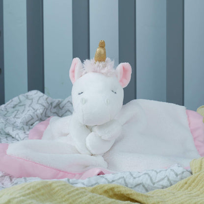 Carter's Unicorn Plush Stuffed Animal Snuggler Blanket - White/Pink