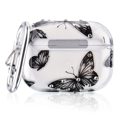 Case for Apple AirPods Pro Protective TPU Cover Charging Case with Keychain, Butterfly