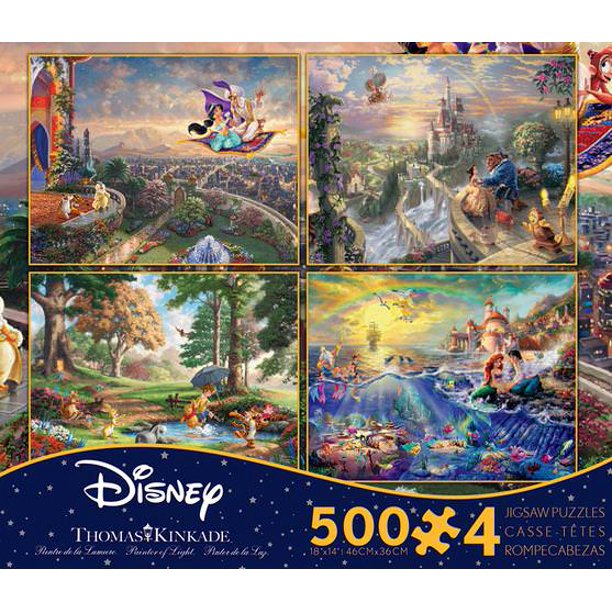 The Disney Collection 4 In 1 Multipack Puzzle Featuring Aladdin, Winnie the Pooh, Beauty and The Beast and The Little Mermaid