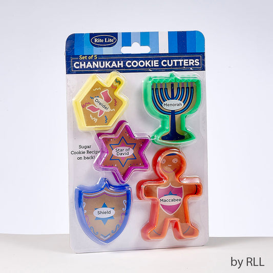 Chanukah Cookie Cutters - 5 Shaped Cutters - Great For Kids Chanukah Holiday Playtime