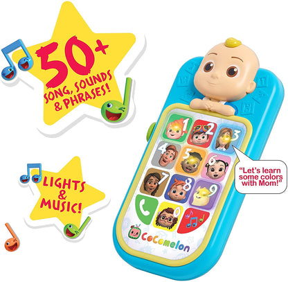 CoComelon JJ’s First Learning Toy Phone for Kids with Lights, Sounds, Music to Introduce Feelings, Letters, Numbers, Colors, Shapes