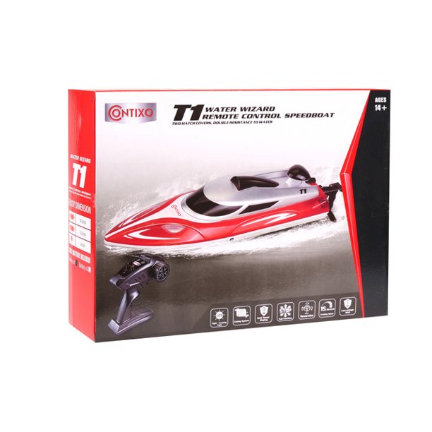 RC Boat Remote Control Boats for Pools and Lakes, 20+mph 2.4GHz Racing Boats, Low Battery Alarm, Capsize Recovery, Toy Gift (Red)