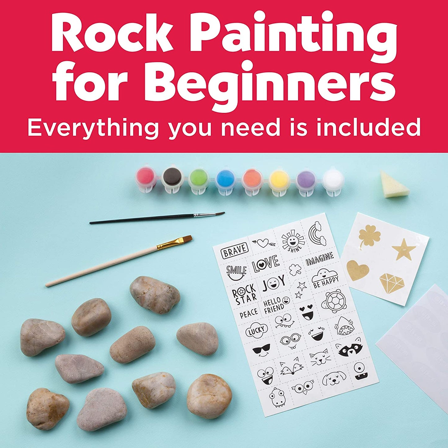 Creativity for Kids Hide & Seek Rock Painting Kit - Arts & Crafts For Kids - Includes Rocks & Waterproof Paint