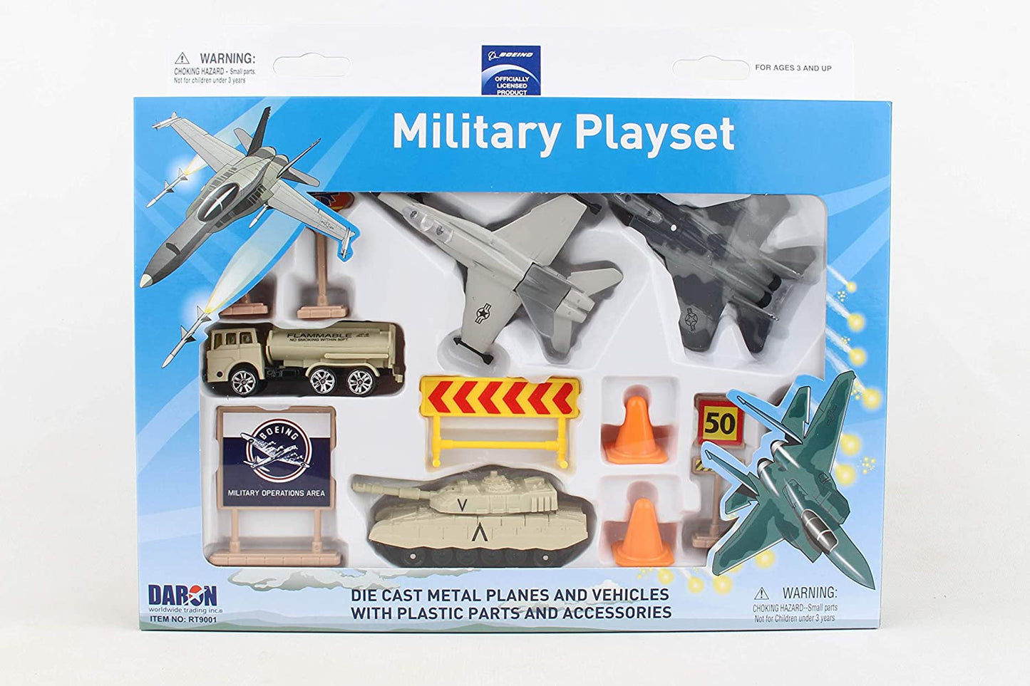Boeing Military Kids Toy Playset Feature 2 Aircraft, Tank, Vehicle and Signs Accessories