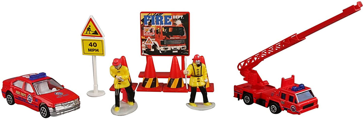 Daron Action City Pretend Play Toy, Fire Department Gift Set 10-Piece - Fire Fighter Play Set