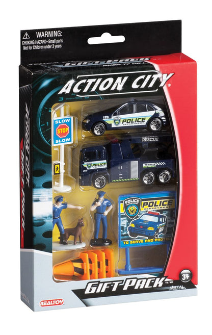 Police Department Die-Cast Police Figures and Vehicles Playset Gift Set, 10 Piece