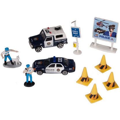 Police Department Die-Cast Police Figures and Vehicles Playset Gift Set, 10 Piece