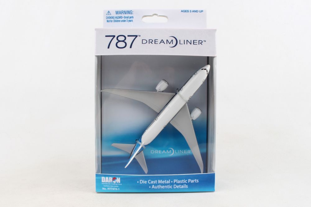 Daron Boeing 787 Dreamliner Die-cast Single Plane, White and Blue