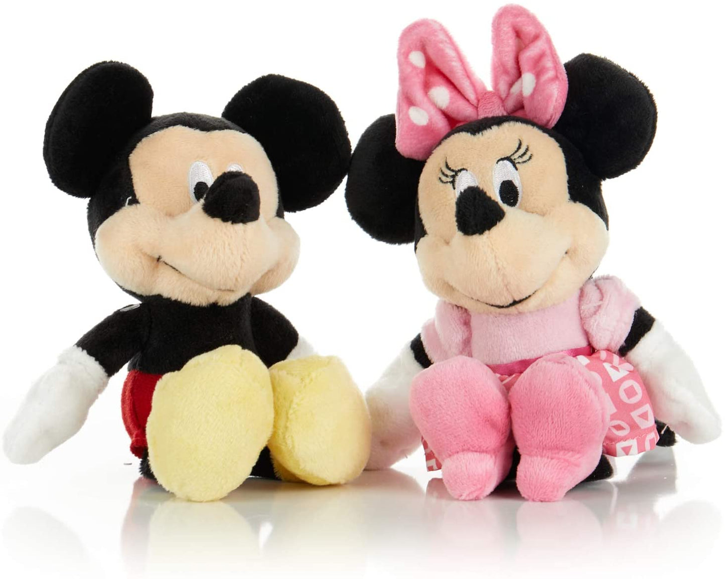 Disney Mickey or Minnie Mouse Stuffed Animal Plush Toy Mini Jingler, 8 inches