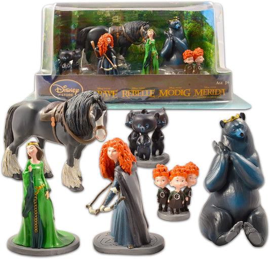 Disney Brave Figure Set Brave Toy Bundle - 6 Piece Disney Brave Toys for Kids Boys Girls Featuring Merida, Bears, and More
