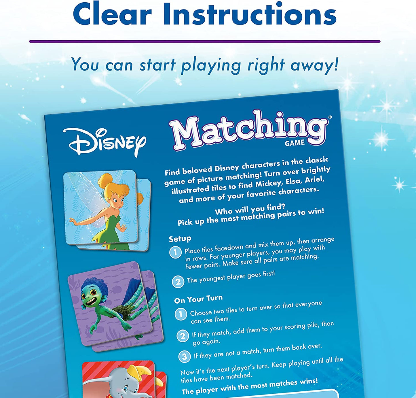 Disney Classic Characters Matching Game by Wonder Forge | A Fun & Fast Disney Memory Game for Kids | Mickey Mouse, Minnie Mouse, Donald Duck, and more , Blue