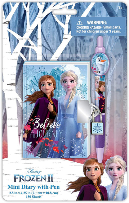 Disney Frozen 2 Anna and Elsa Mini Journal for Girls with Lock, Key and Pen