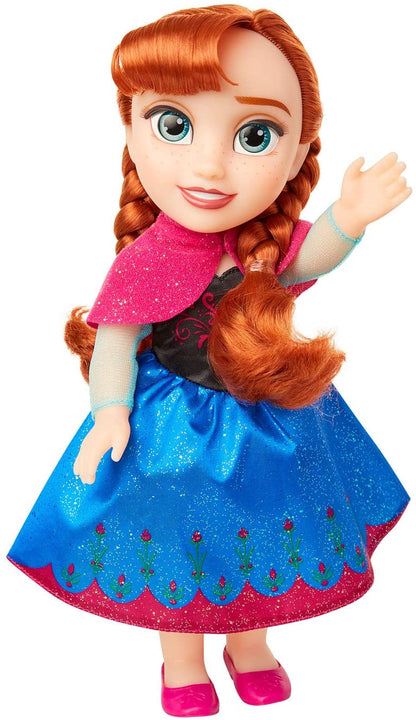 Disney Frozen Anna Toddler Doll with Movie Inspired Blue & Pink Outfit, Shoes & Braided Hair Style - Approximately 14" Tall