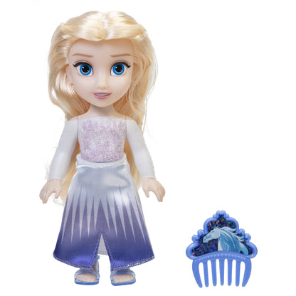 Disney Frozen Snow Queen Elsa Petite Fashion Doll with Comb 6 Inches Tall - Open Gift Box