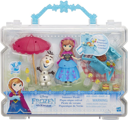 Hasbro Frozen Little Kingdom Mini Dolls Collection in Suitcase - Snow Sisters, Summer Picnic