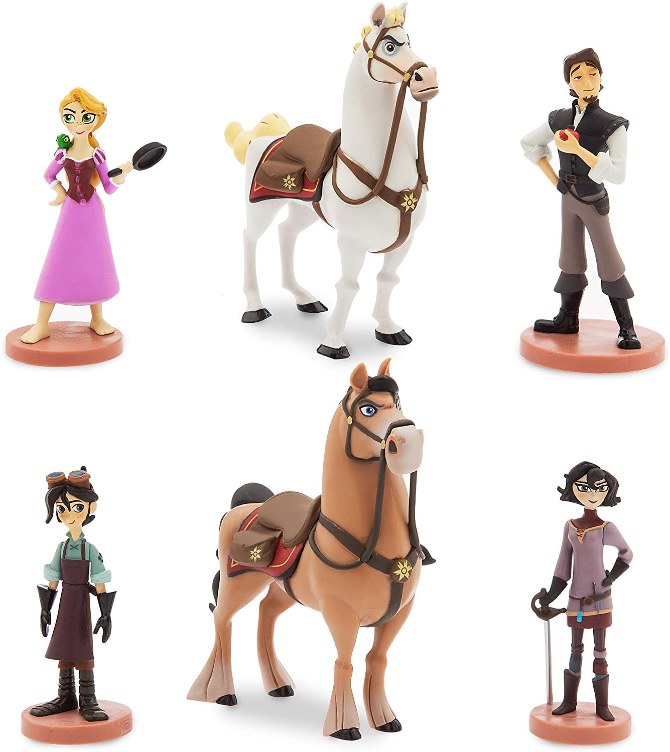 Disney Tangled 6 piece Figurine Playset Includes: Rapunzel, Pascal, Eugene, Cassandra, Maximus