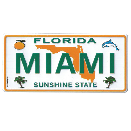 Miami Tag License Plat Magnet, Travel Souvenir Gift, Multicolor 1Pcs