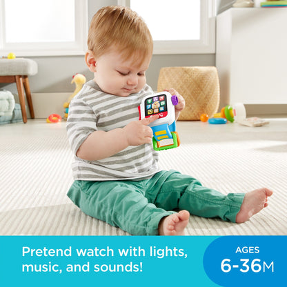 Fisher-Price Laugh & Learn Time to Learn Smartwatch, Musical Baby Toy, Blue