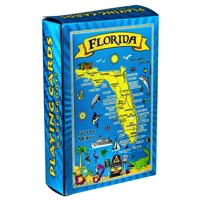 Best of Florida Souvenir Map Waterproof Playing Cards - Great Gift for Florida Fans