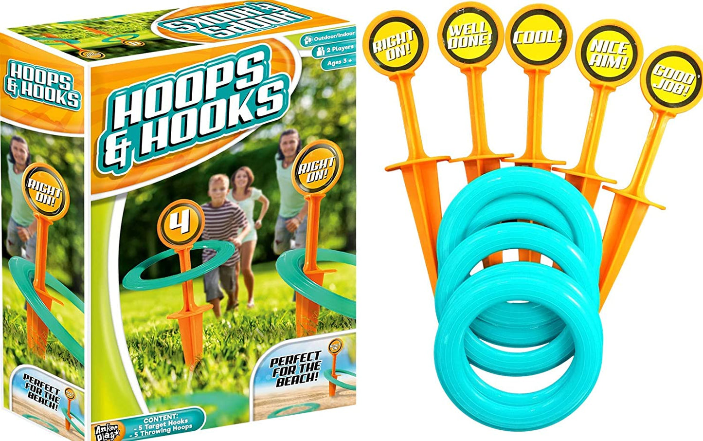 Fun a Ton Ring Toss Game for Kids and Adults Outdoor Toy Set (1 Pack) Hoop and Hooks Great Family Outdoors Game Toy