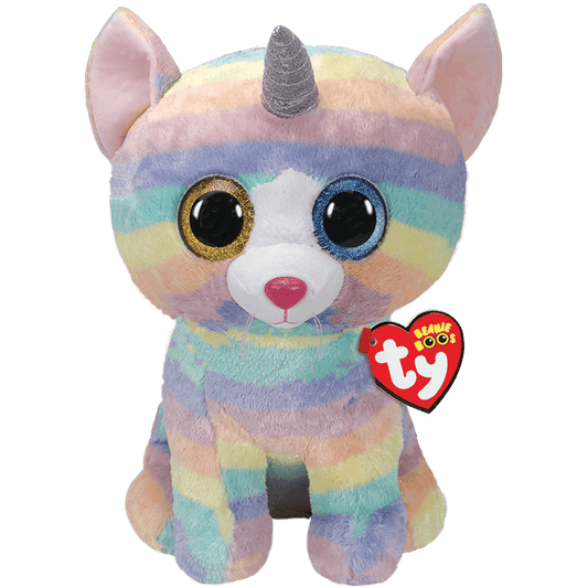 Ty Beanie Large Baby Soft Plush Toy - Heather The Unicorn Cat Stuffed Animal Multicolored, 16"