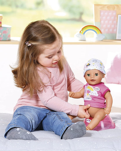 Baby Born 14” Interactive Lil Girl Baby Doll - Green Eyes. Easy for Small Hands, 6+ Ways to Nurture, Includes Bottle, Potty and More