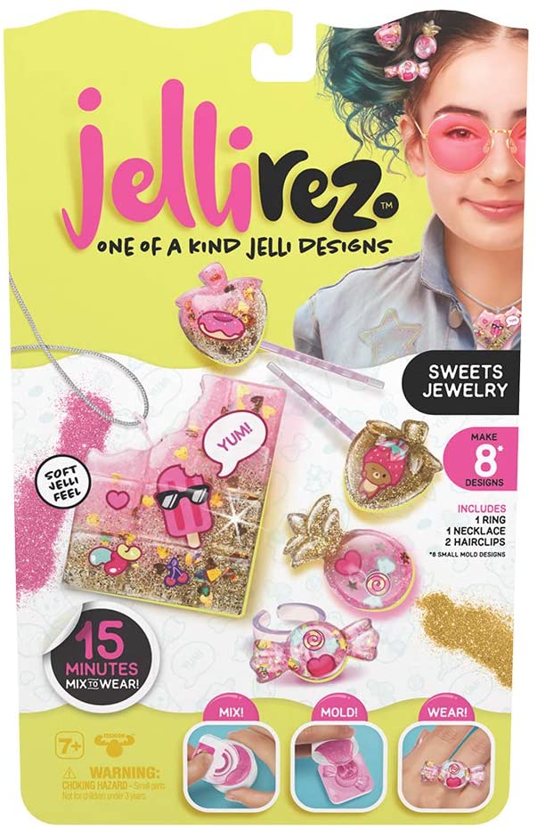 Jelli Rez Sweets Jewelry Pack - Quick & Easy DIY Resin Inspired Craft Activity Kit for Kids Ages 7 & Up, Multicolor (10876)
