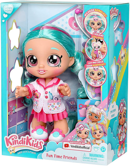 Kindi Kids Fun Time 10 Inch Doll, Dr Cindy Pops with Stethoscope and Shopkins Inspired Lollipop| Changeable Clothes and Removable Shoes
