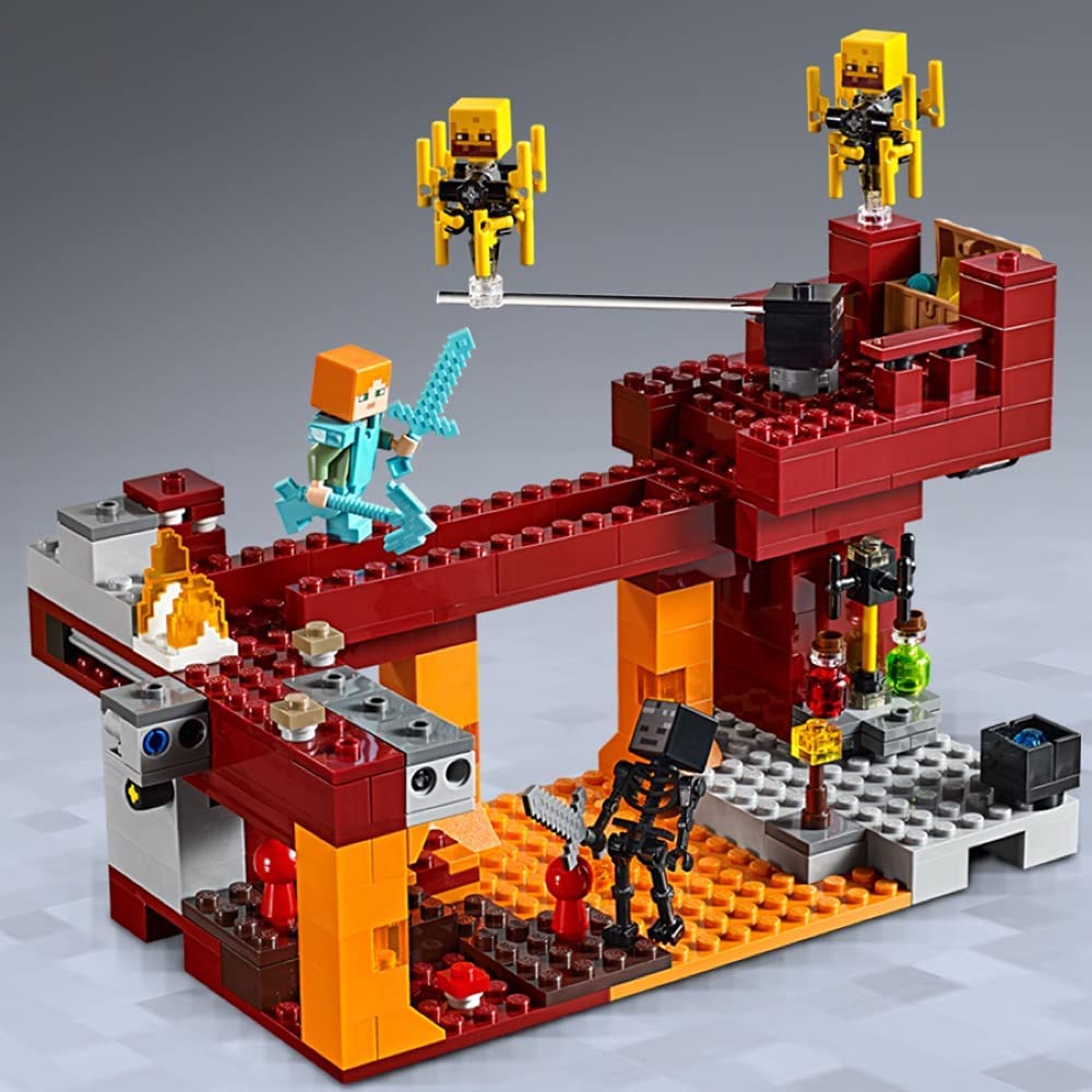 LEGO  21154 Minecraft The Blaze Bridge Building Set with Alex Minifigure, Wither Skeleton Figure, Lava and Blaze Mob Elements