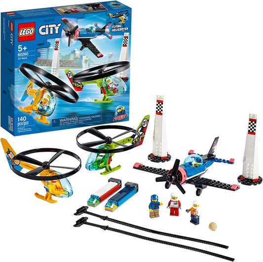 LEGO City Air Race 60260 Flying Helicopter & Airplane Toy, Features 2 Ripcord Helicopters, Stunt Plane Aircraft Toy (140 Pieces)