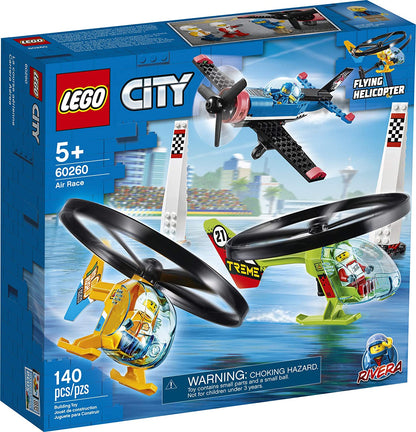 LEGO City Air Race 60260 Flying Helicopter & Airplane Toy, Features 2 Ripcord Helicopters, Stunt Plane Aircraft Toy (140 Pieces)