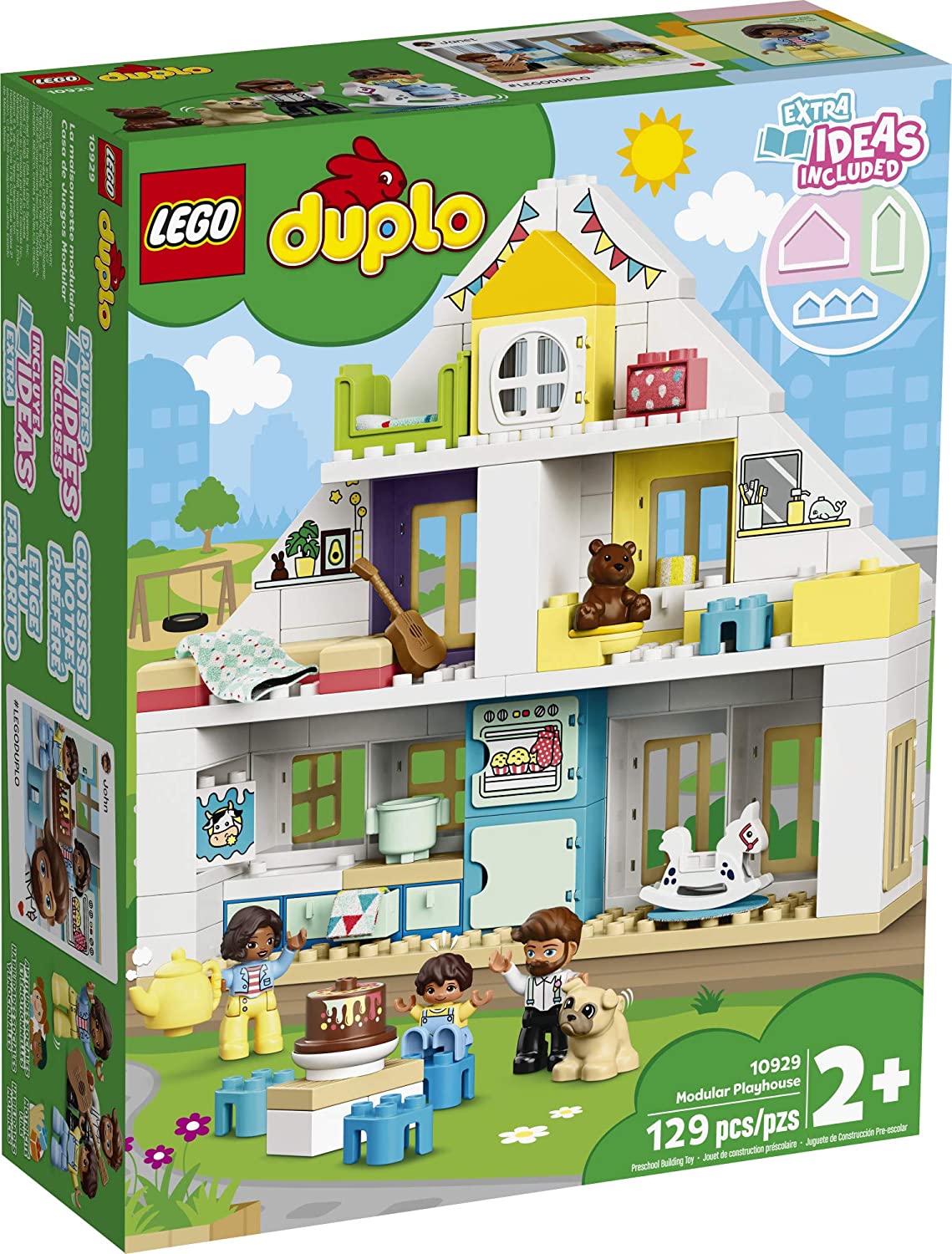 LEGO DUPLO Town Modular Playhouse 10929 Dollhouse with Furniture and a Family, Great Educational Toy for Toddlers, New 2020 (129) Pieces
