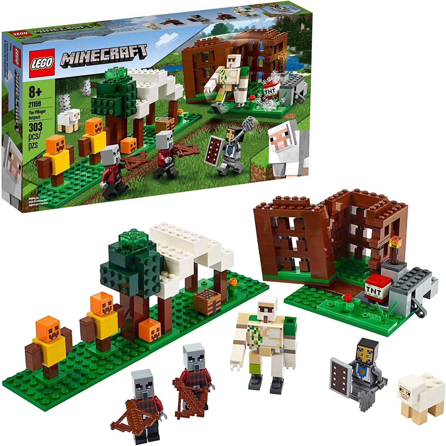 LEGO Minecraft The Pillager Outpost 21159 Awesome Action Figure Brick Building Playset for Kids Minecraft Gift, New 2020 (303 Pieces)