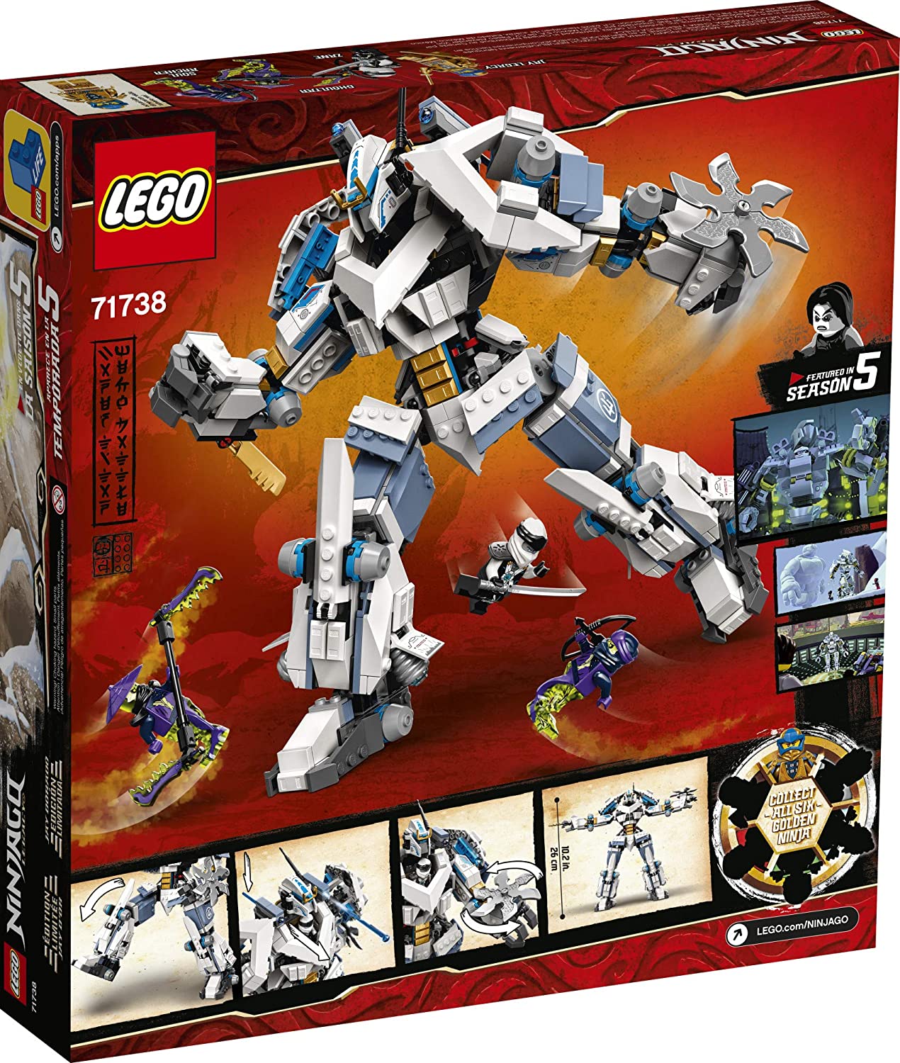 LEGO NINJAGO Legacy Zane’s Titan Mech Battle 71738 Ninja Toy Building Kit Featuring Collectible Minifigures, New 2021 (840 Pieces)
