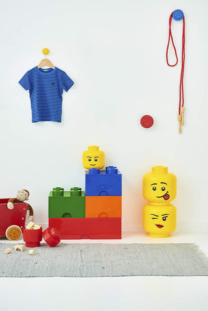LEGO Storage Head, Large, Boy, Girl  9-1/2 x 9-1/2 x 10-3/4 Inches, Yellow