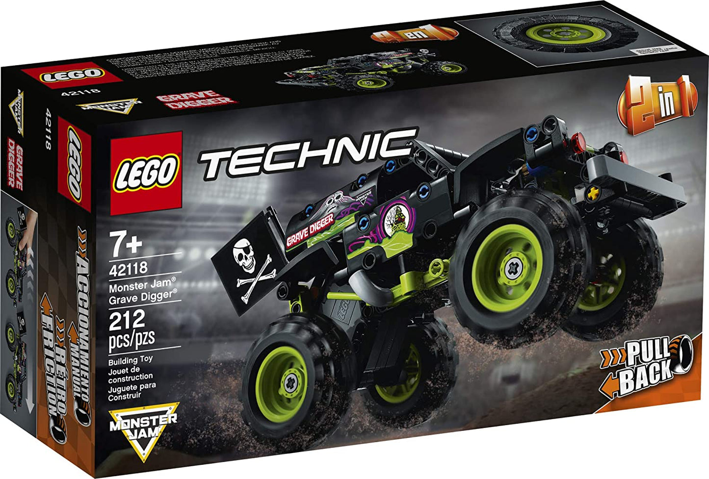 LEGO Technic Monster Jam Grave Digger 42118 Model Building Kit for Boys and Girls Who Love Monster Truck Toys, New 2021 (212 Pieces)